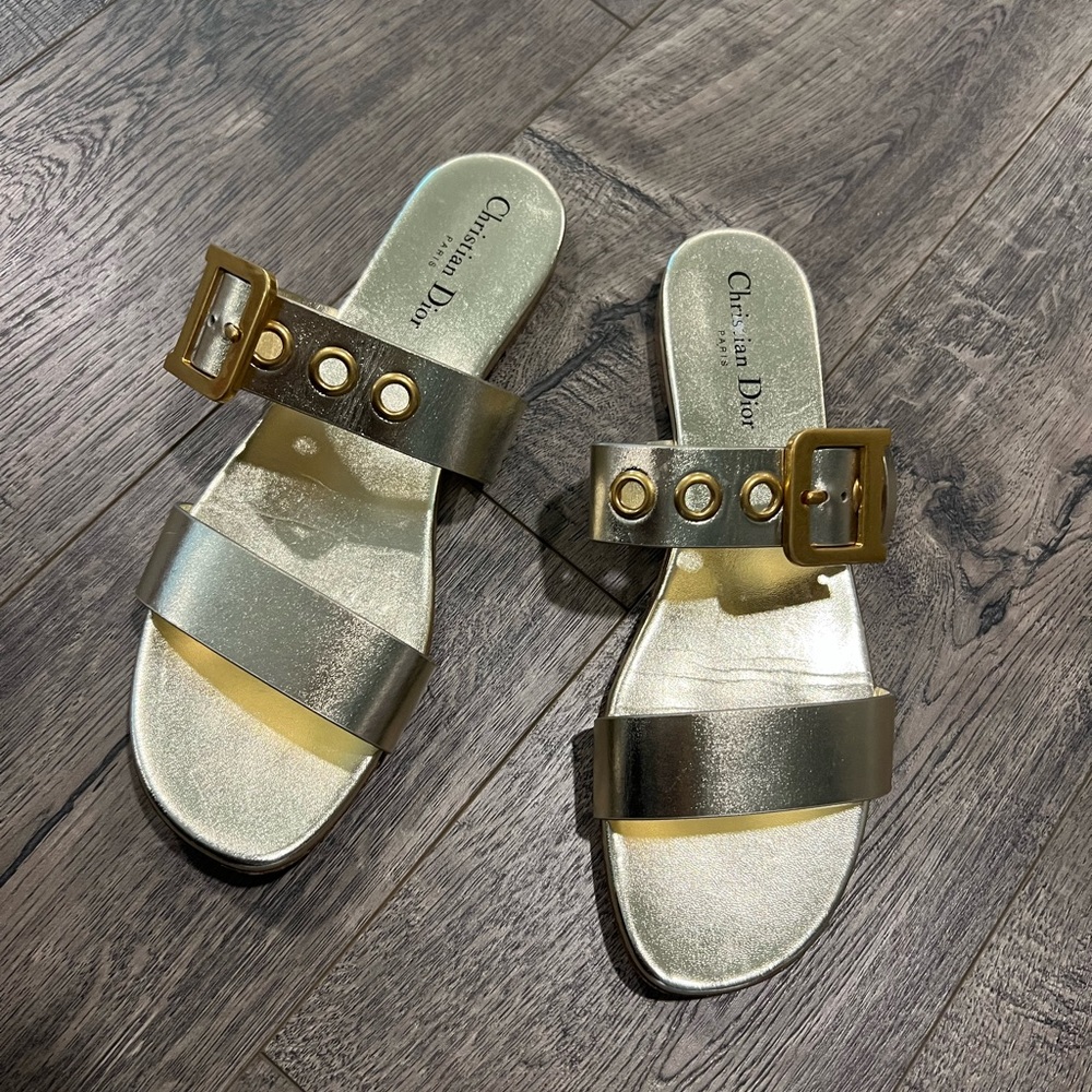 Dior- D Women’s  Sandals Gold Leather